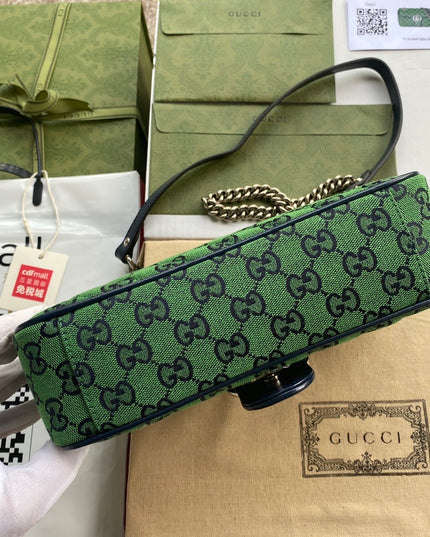 Gucci Marmont Multicolor Small Shoulder Bag 443497 – Green GG Canvas