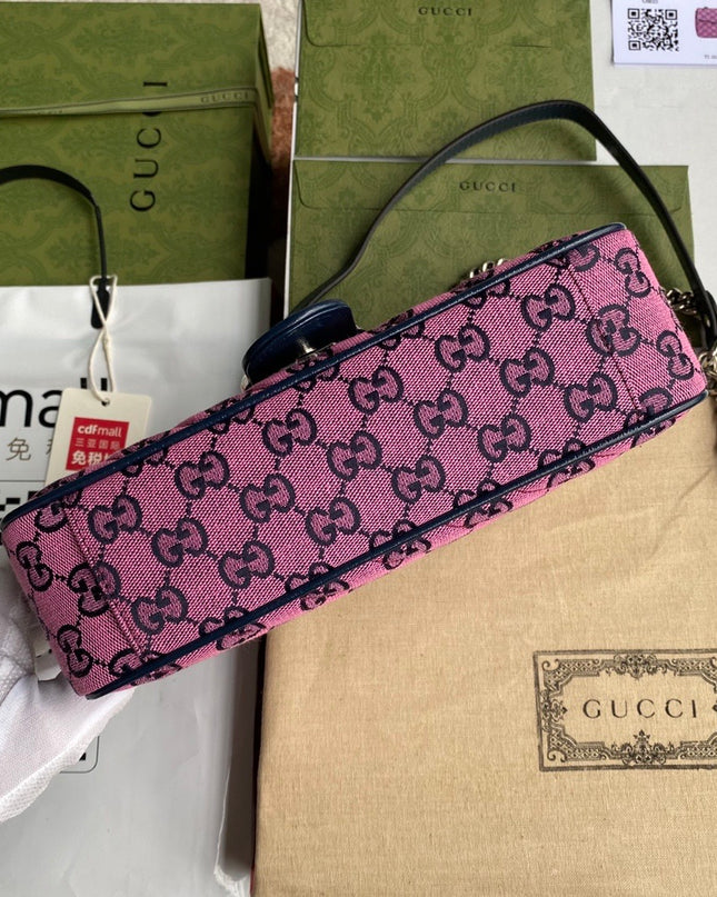 Gucci Marmont Multicolor Small Shoulder Bag 443497 - Pink/black