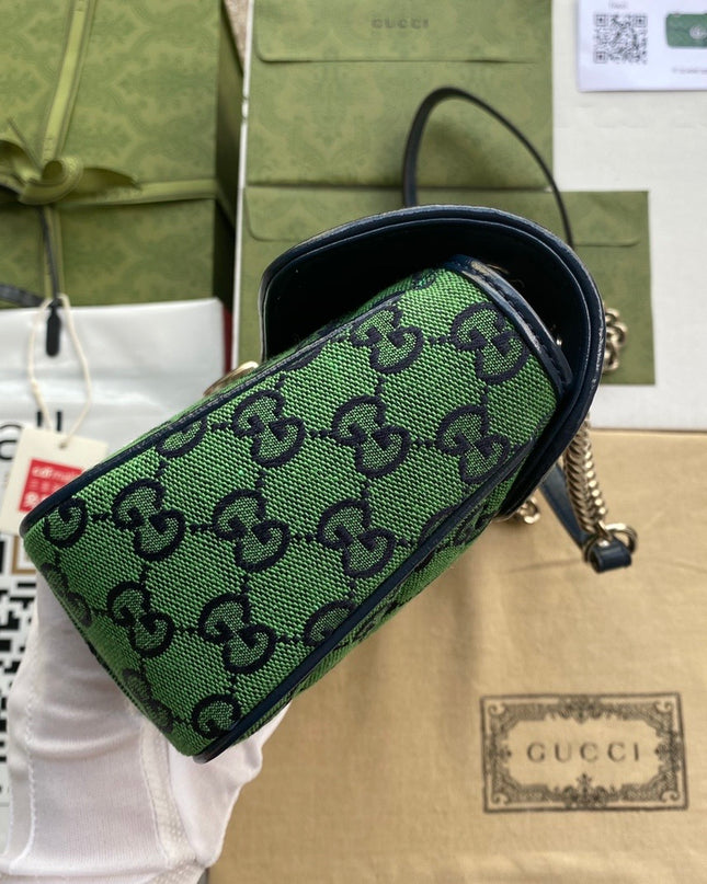Gucci Marmont Multicolor Small Shoulder Bag 443497 – Green GG Canvas