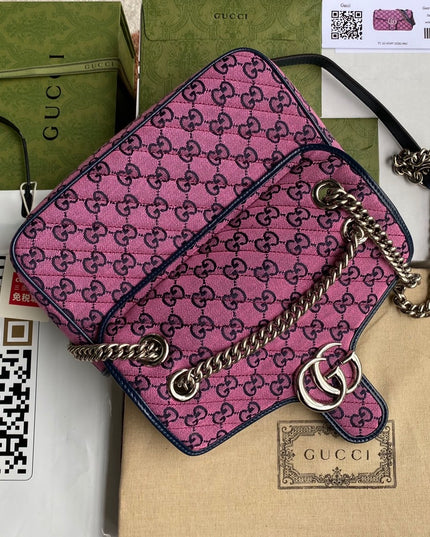 Gucci Marmont Multicolor Small Shoulder Bag 443497 - Pink/black