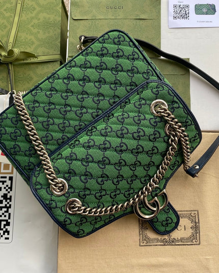 Gucci Marmont Multicolor Small Shoulder Bag 443497 – Green GG Canvas