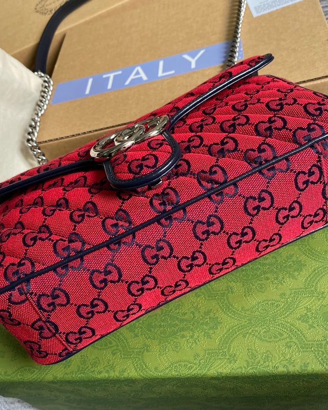 Gucci Marmont Multicolor Small Shoulder Bag 443497 - Red