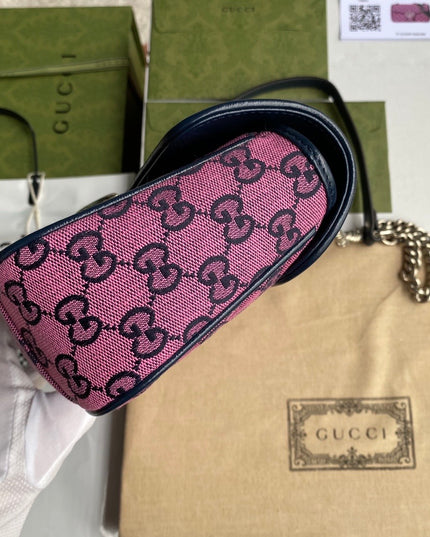 Gucci Marmont Multicolor Small Shoulder Bag 443497 - Pink/black