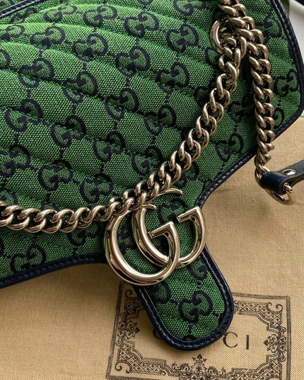Gucci Marmont Multicolor Small Shoulder Bag 443497 – Green GG Canvas