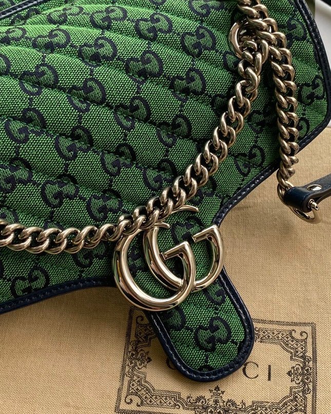 Gucci Marmont Multicolor Small Shoulder Bag 443497 – Green GG Canvas