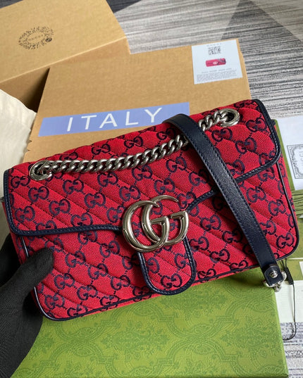 Gucci Marmont Multicolor Small Shoulder Bag 443497 - Red