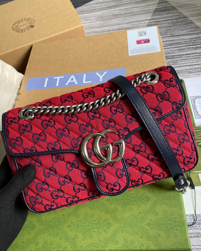 Gucci Marmont Multicolor Small Shoulder Bag 443497 - Red