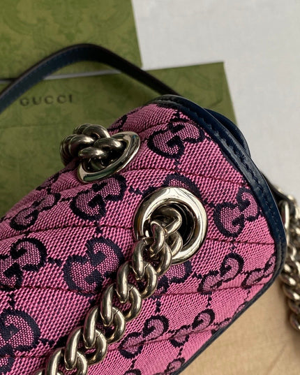 Gucci Marmont Multicolor Small Shoulder Bag 443497 - Pink/black