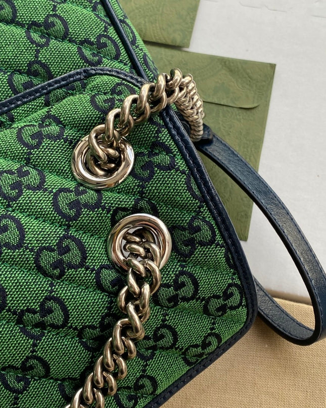 Gucci Marmont Multicolor Small Shoulder Bag 443497 – Green GG Canvas