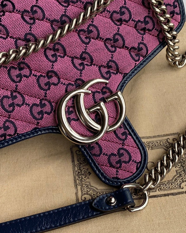 Gucci Marmont Multicolor Small Shoulder Bag 443497 - Pink/black