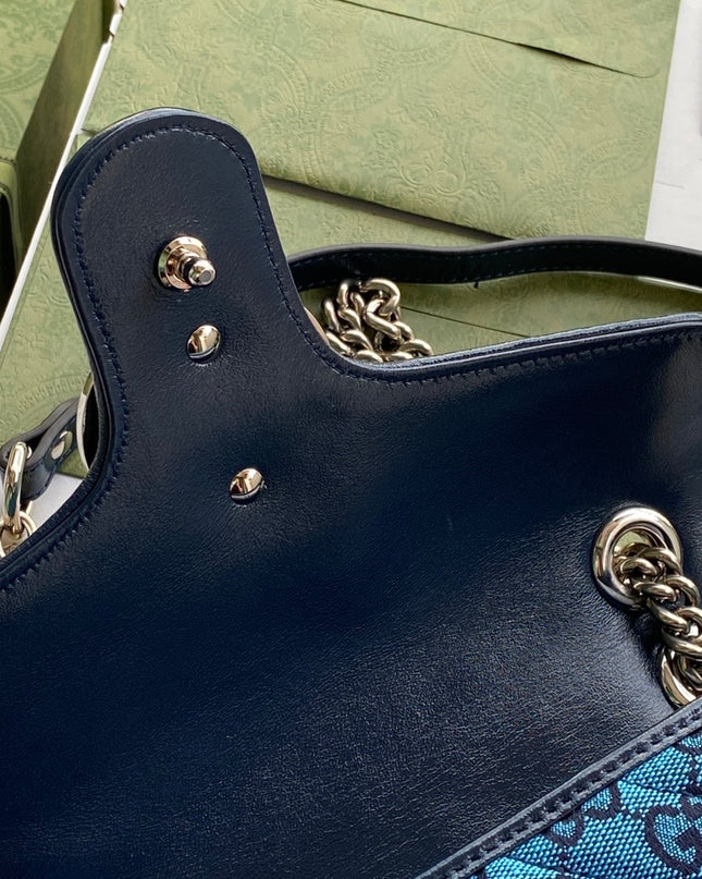 Gucci Marmont Multicolor Small Shoulder Bag 443497 – Blue Denim GG Embroidery