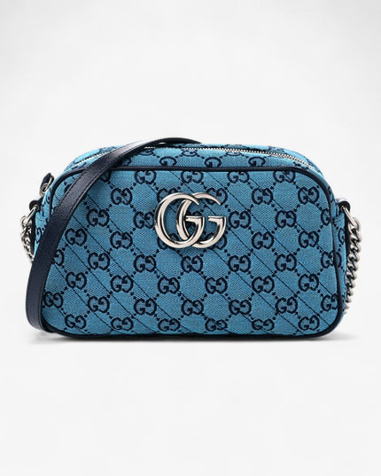 Gucci Marmont Multicolor Small Shoulder Bag 447632 – Blue GG Canvas