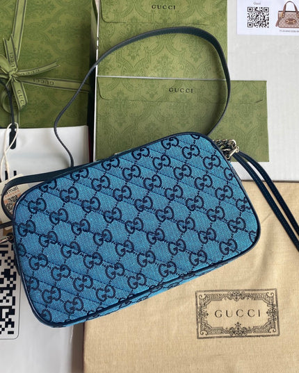 Gucci Marmont Multicolor Small Shoulder Bag 447632 – Blue GG Canvas
