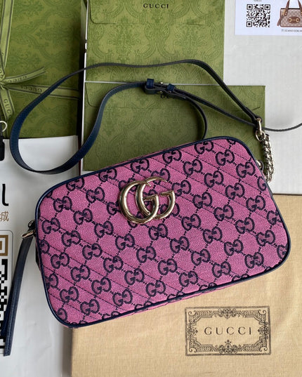 Gucci Marmont Multicolor Small Shoulder Bag 447632 – Pink GG Canvas