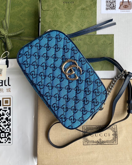 Gucci Marmont Multicolor Small Shoulder Bag 447632 – Blue GG Canvas
