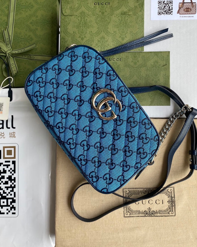 Gucci Marmont Multicolor Small Shoulder Bag 447632 – Blue GG Canvas