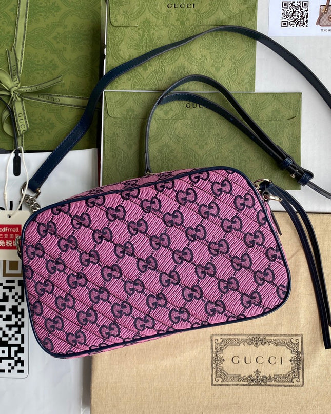 Gucci Marmont Multicolor Small Shoulder Bag 447632 – Pink GG Canvas