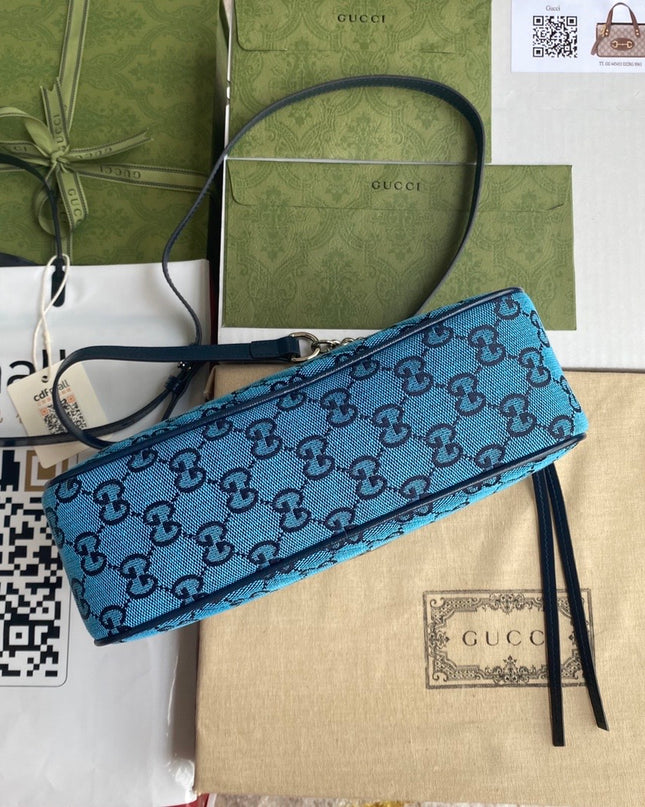 Gucci Marmont Multicolor Small Shoulder Bag 447632 – Blue GG Canvas