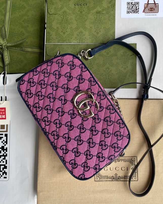 Gucci Marmont Multicolor Small Shoulder Bag 447632 – Pink GG Canvas