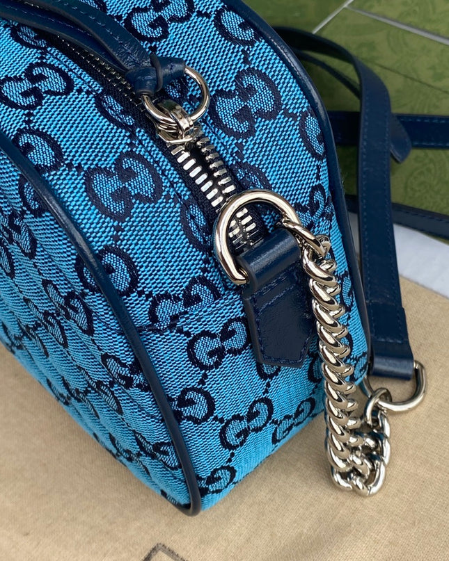 Gucci Marmont Multicolor Small Shoulder Bag 447632 – Blue GG Canvas