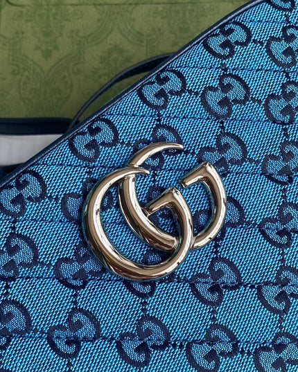 Gucci Marmont Multicolor Small Shoulder Bag 447632 – Blue GG Canvas