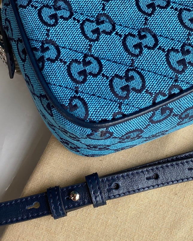Gucci Marmont Multicolor Small Shoulder Bag 447632 – Blue GG Canvas