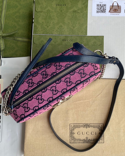 Gucci Marmont Multicolor Small Shoulder Bag 447632 – Pink GG Canvas
