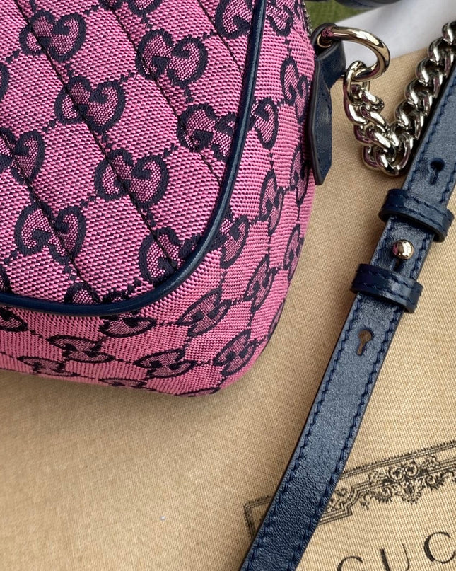 Gucci Marmont Multicolor Small Shoulder Bag 447632 – Pink GG Canvas