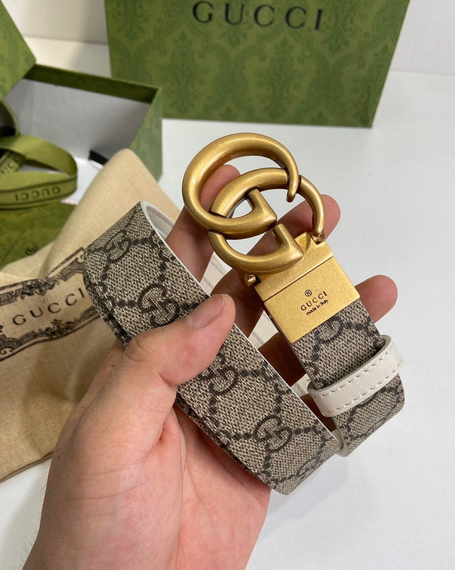 Gucci Marmont Reversible Belt 659417 – White Leather