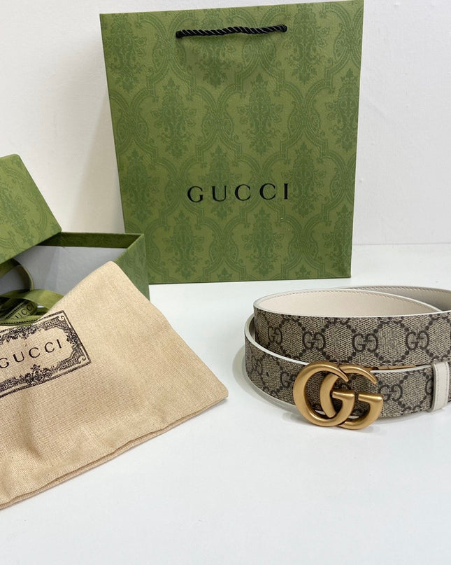 Gucci Marmont Reversible Belt 659417 – White Leather