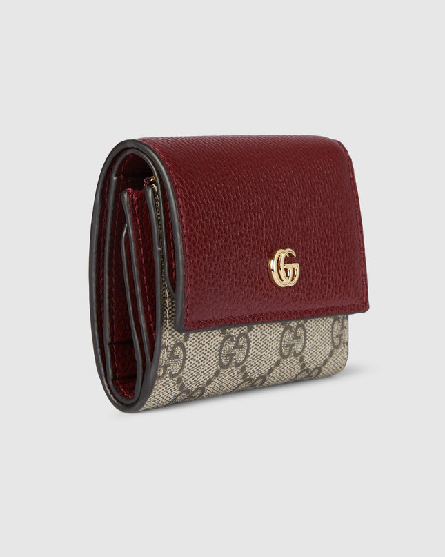 Gucci Marmont Rosso Ancora Leather & GG Supreme Mini Wallet