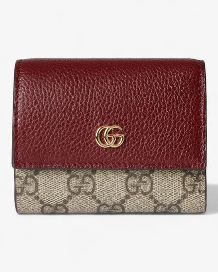 Gucci Marmont Rosso Ancora Leather & GG Supreme Mini Wallet