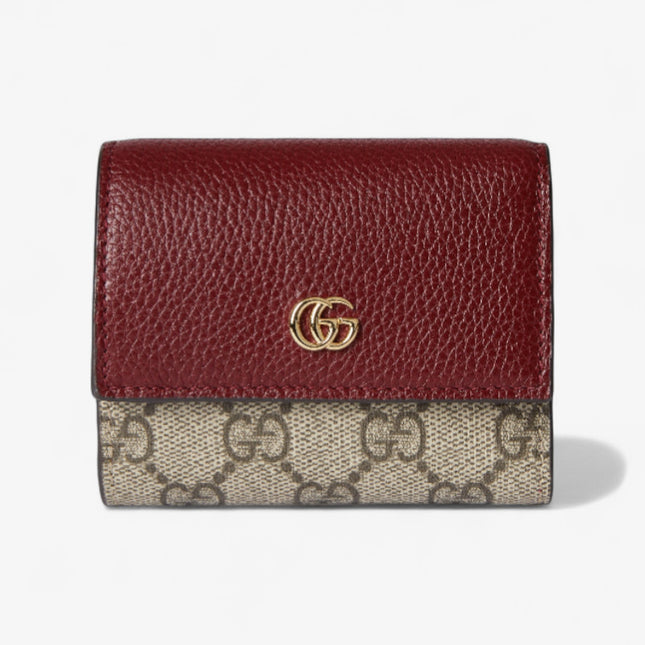 Gucci Marmont Rosso Ancora Leather & GG Supreme Mini Wallet