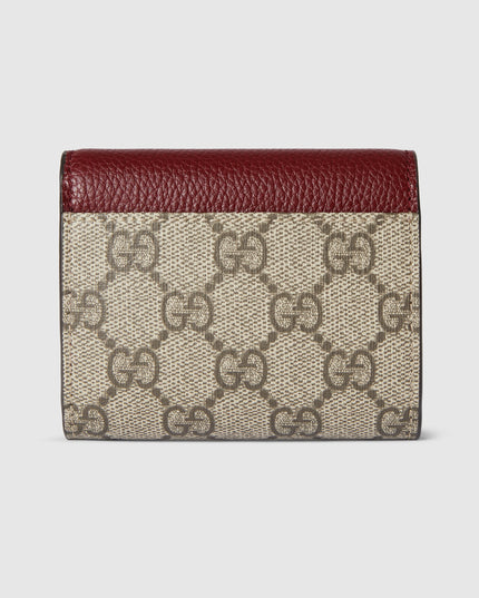 Gucci Marmont Rosso Ancora Leather & GG Supreme Mini Wallet