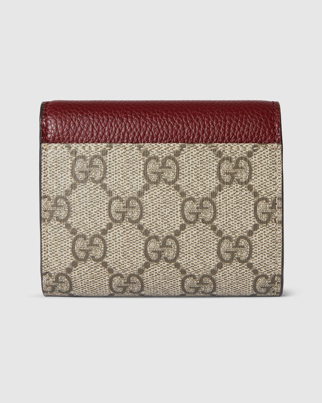Gucci Marmont Rosso Ancora Leather & GG Supreme Mini Wallet