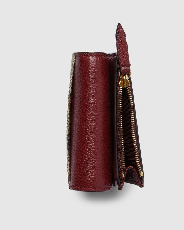 Gucci Marmont Rosso Ancora Leather & GG Supreme Mini Wallet