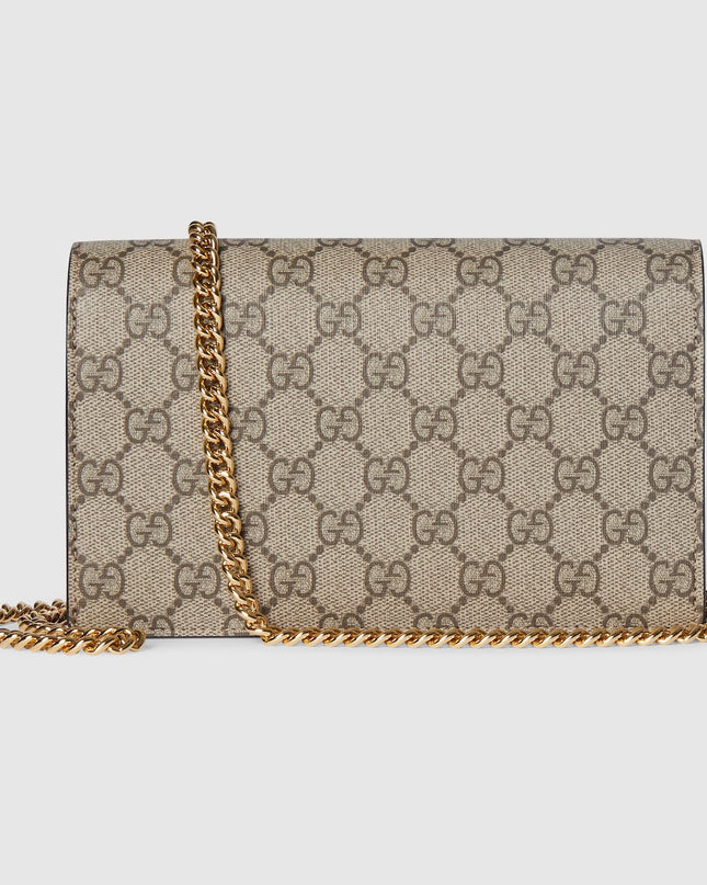 Gucci Marmont Rosso Ancora Leather & Supreme Wallet on Chain