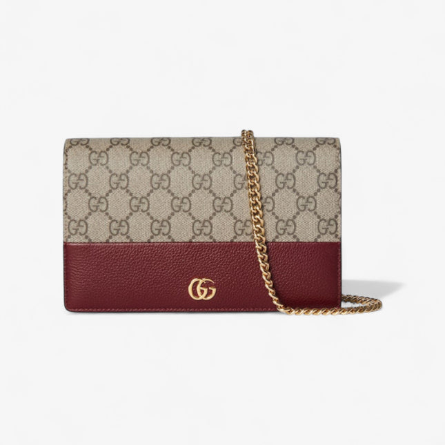 Gucci Marmont Rosso Ancora Leather & Supreme Wallet on Chain