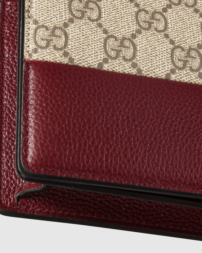 Gucci Marmont Rosso Ancora Leather & Supreme Wallet on Chain