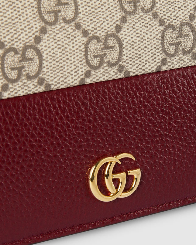 Gucci Marmont Rosso Ancora Leather & Supreme Wallet on Chain