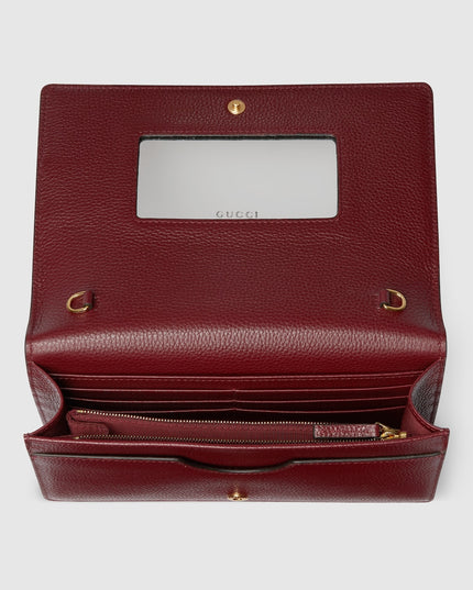 Gucci Marmont Rosso Ancora Leather & Supreme Wallet on Chain