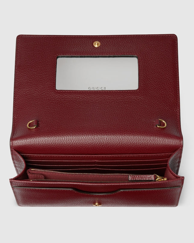 Gucci Marmont Rosso Ancora Leather & Supreme Wallet on Chain