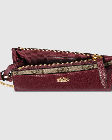 Gucci Marmont Rosso Ancora Leather & Supreme Zip Key Pouch