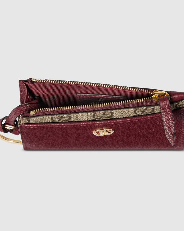 Gucci Marmont Rosso Ancora Leather & Supreme Zip Key Pouch