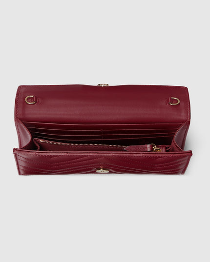 Gucci Marmont Rosso Ancora Matelassé Leather Wallet on Chain