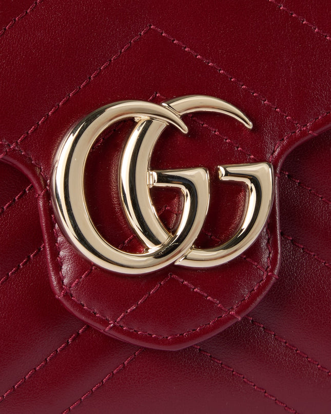 Gucci Marmont Rosso Ancora Matelassé Leather Wallet on Chain