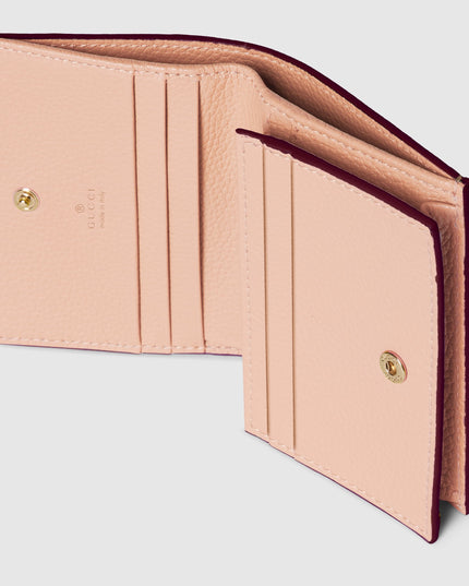 Gucci Marmont Rosso Ancora and Pink Leather Small Wallet