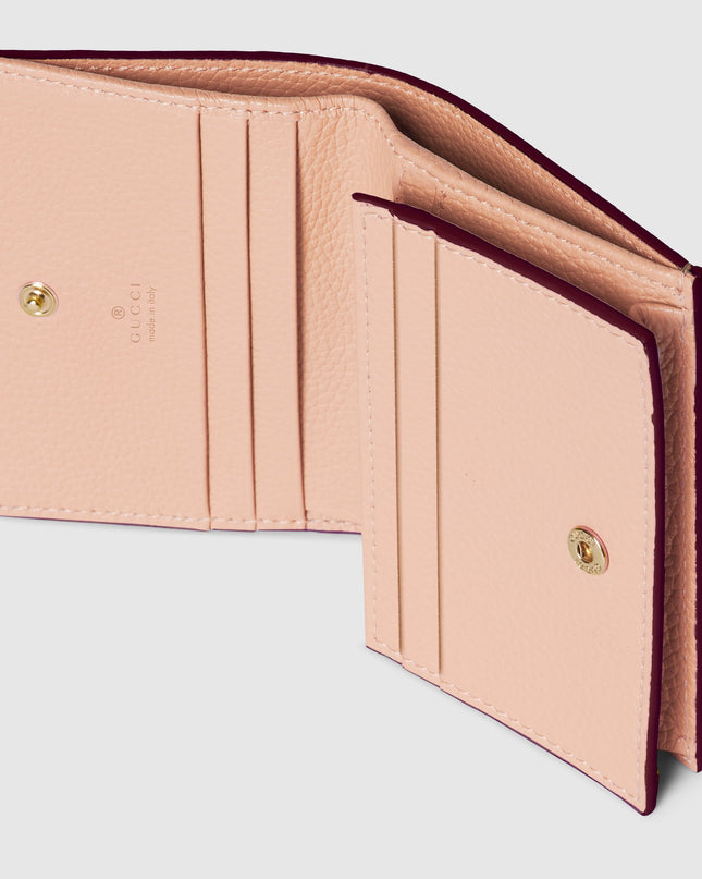 Gucci Marmont Rosso Ancora and Pink Leather Small Wallet