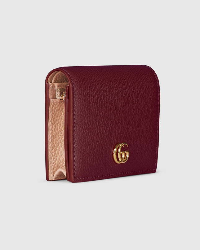 Gucci Marmont Rosso Ancora and Pink Leather Small Wallet