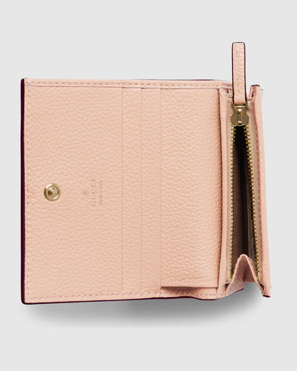 Gucci Marmont Rosso Ancora and Pink Leather Small Wallet